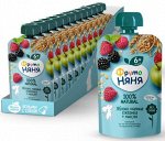 ФРУТОНЯНЯ Пюре 90г яблоко-малина-ежевика-мюсли большая упаковка 12 шт