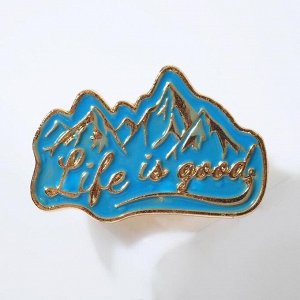 Значок "Горы", цвет бежево-голубой в золоте
