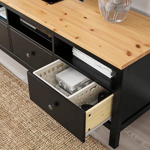 HEMNES ХЕМНЭС Тумба под ТВ, черно-коричневый/светло-коричневый148x47x57 см