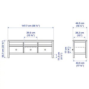 HEMNES ХЕМНЭС Тумба под ТВ, черно-коричневый/светло-коричневый148x47x57 см