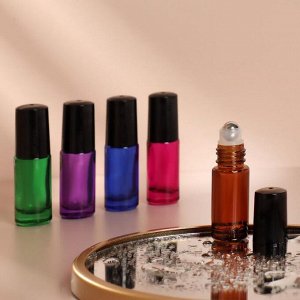 Флакон стеклянный для парфюма «Экспрессия», с металлическим роликом, 5 мл, цвет МИКС