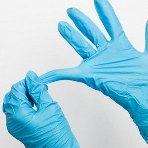 Перчатки A.D.M. нитровиниловые, ультрасофт, размер M, 100 шт/уп, 6 гр/пара, цвет голубой