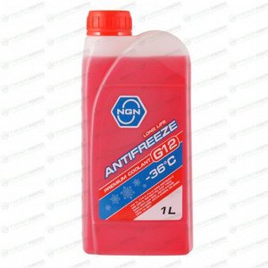 Антифриз NGN Long Life Antifreeze, G12+, красный, -36°C, 1л, арт. V172485621