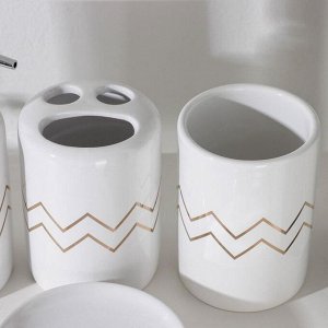 Набор аксессуаров для ванной комнаты «Мистерия», 4 предмета (мыльница, дозатор для мыла 350мл, 2 стакана), цвет белый