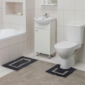 Набор ковриков для ванны и туалета Доляна «Зебра», 2 шт: 40x40, 40x60 см, 900 г/м2, 100% хлопок