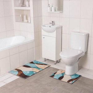 Набор ковриков для ванны и туалета Доляна «Воля», 2 шт: 50x80, 50x40 см
