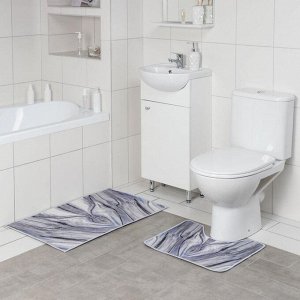 Набор ковриков для ванны и туалета Доляна «Отражение», 2 шт: 50?80, 50?40 см