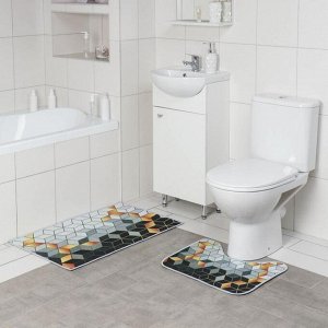 Набор ковриков для ванны и туалета Доляна «Бурлеск», 2 шт: 50x80, 50x40 см