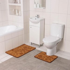 Набор ковриков для ванны и туалета  «Афина», 2 шт: 40*50, 50*78 см, цвет коричневый