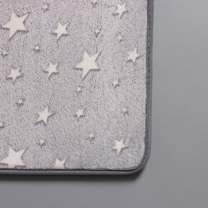 Набор ковриков для ванной и туалета Доляна «Светящиеся звезды», 2 шт: 50?80, 50?40 см, цвет серый