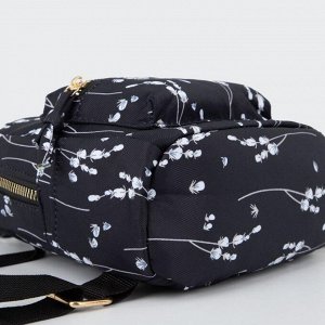 Рюкзак, отдел на молнии, наружный карман, цвет чёрный, «Цветы»