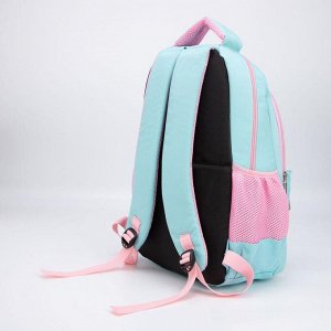 Рюкзак, отдел на молнии, наружный карман, 2 боковых кармана, цвет голубой/розовый