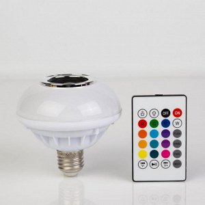 Лампа Световая тарелка, d=10 см, 220V, 4 режима, пульт, музыка, цоколь Е27, RGB