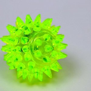 Мяч светящийся для животных малый, TPR, 4,5 см, жёлтый