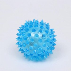 Мяч светящийся для собак средний, TPR, 5,5 см, голубой