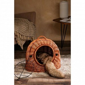 Домик-переноска для домашних животных, плетёный из лозы, 46х39х42 см