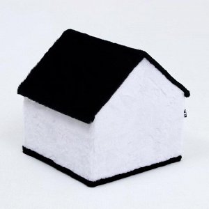 Дом "Будка", 35 х 35 х 35 см, бело-чёрный