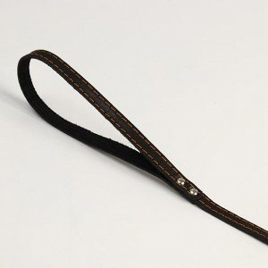 Пижон Поводок кожаный однослойный, простроченный, 1.41 м х 1.2 см, черный