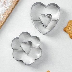 Набор форм для вырезания печенья «С любовью», 2 шт, 12?6?2 см
