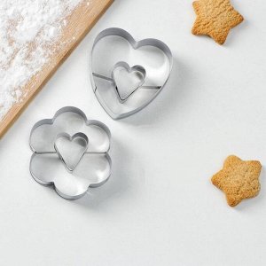 Набор форм для вырезания печенья «С любовью», 2 шт, 12x6x2 см