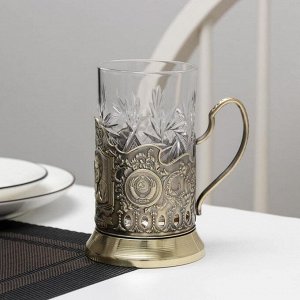 Набор для чая «Высоцкий», 2 предмета: подстаканник, стакан, латунь