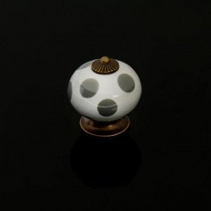 Ручка кнопка ТУНДРА, керамическая, цвет белый с серыми кругами