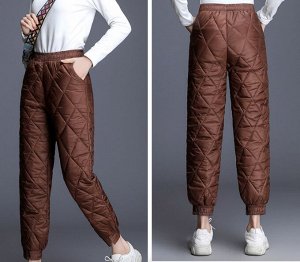 Женские теплые штаны, манжет с разрезом, цвет кофе