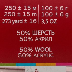 Пряжа "Подмосковная" 50% шерсть, 50% акрил 250м/100гр (166 Суровый)