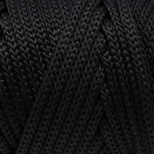 Шнур для вязания плоский 4 мм, 2 нити, полипропилен 100%, 100м/250гр (802 Черный)