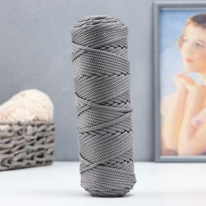 Шнур для вязания плоский 4 мм, 2 нити, полипропилен 100%, 100м/250гр (703 Серебро)