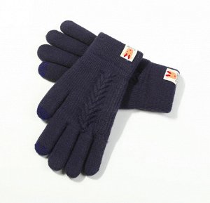 Женские вязаные перчатки, цвет темно-синий