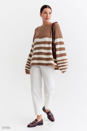 Gepur Бежевый свитер в полоску