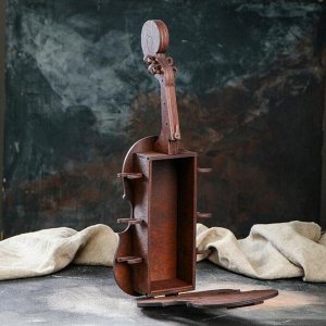 Мини-бар деревянный "Скрипка", тёмный, 48 см