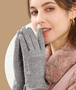Женские кашемировые перчатки с сенсорным пальцем, цвет серый