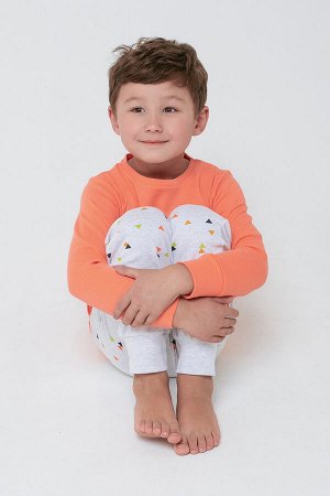 Пижама для мальчика Crockid К 1541 оранжевый + треугольники на меланже