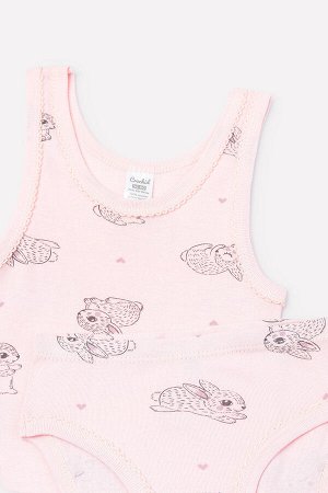 Комплект для девочки Crockid К 1064 зайчики и сердечки на светло-розовом