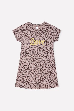 Сорочка для девочки Crockid К 1145 сердечки леопард на бежево-сером