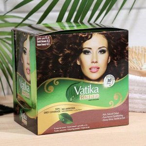 Хна для волос Vatika Henna Hair Colours Natura Dark Brown тёмно-коричневая, 20 шт. по 10 г