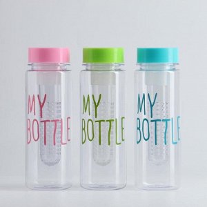 СИМА-ЛЕНД Бутылка для воды &quot;My bottle&quot;, 500 мл, с контейнером для фруктов, 6.5х19.5 см, микс