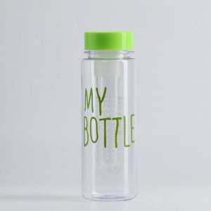 Бутылка для воды "My bottle", 500 мл, с контейнером для фруктов, 6.5х19.5 см, микс
