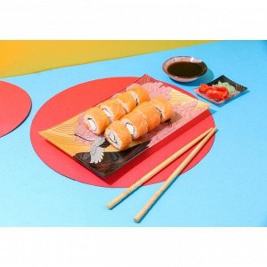 Набор тарелок для суши "Азия", 3 шт. большая 25х15, маленькая 7,8х5,8, круглая 8 см