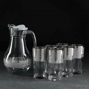Набор питьевой Jungle, 7 предметов: графин 1 л, стакан 230 мл, 6 шт, с гравировкой и напылением, цвет напыления серебряный
