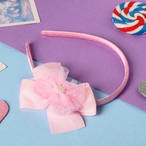 Выбражулька Ободок для волос &quot;Июлия&quot; драгоценный цветок, 8х6 см, розовый