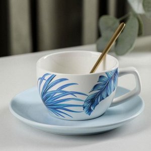 Чайная пара керамическая «Ариэль», чашка 250 мл, 11,5?8,5?5,8 см, ложка, блюдце