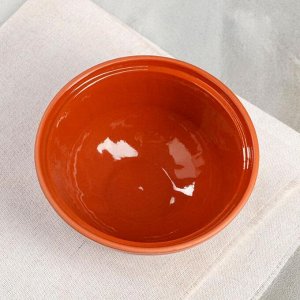 Салатник "Подсолнух", роспись, глазурь, красная глина, 0.45 л