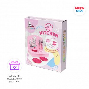 Кухня детская мини розовая 7 предметов (8 шт)