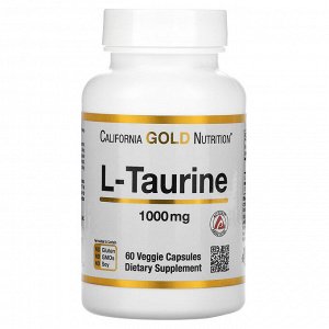 California Gold Nutrition, L-таурин, AjiPure, 1000 мг, 60 растительных капсул