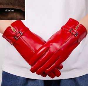 Кожаные женские перчатки, цвет красный, аксессуар ремешок
