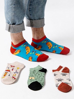 4 пары мужские носки с мультипликационным принтом