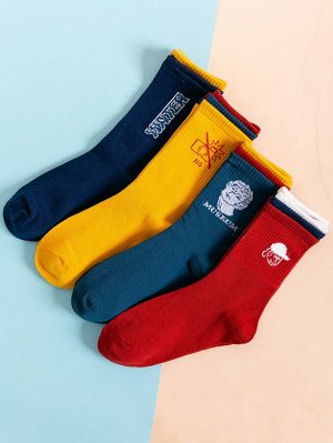 4 пары мужские носки с мультяшным принтом